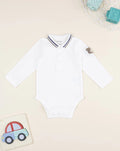 Prenatal Baby's white long-sleeved bodysuit with bear patch Bodysuits & Overall, clothing, AW25 P2