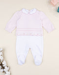 Prenatal Newborn Girl Two-Tone Pink/White Sleepsuit with Free Bear