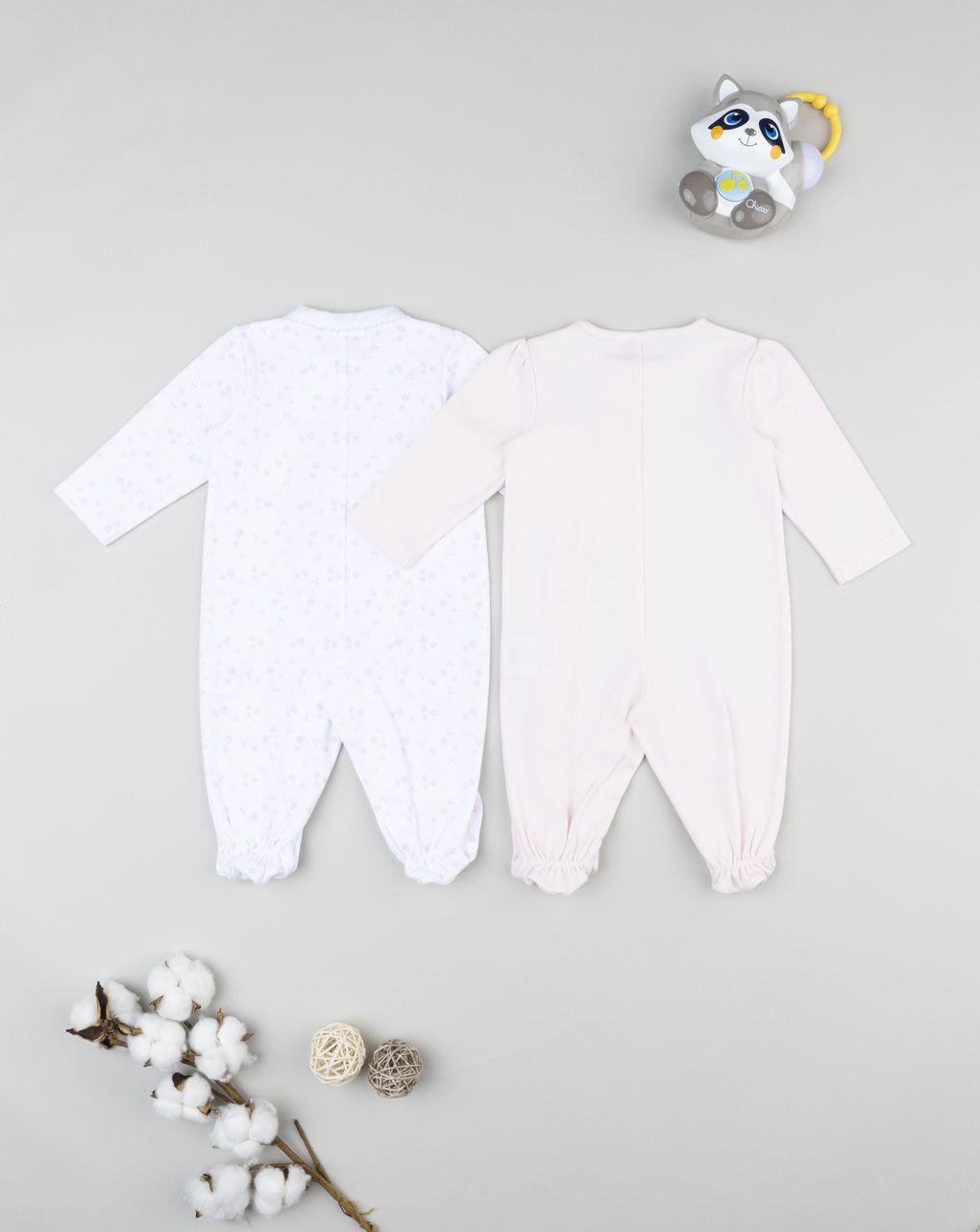 Prenatal Newborn Girl White/Pink Bunny Sleepsuit