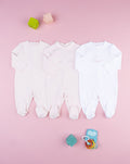 Prenatal Pack of 3 Newborn Girl White/Pink Interlock Sleepsuit
