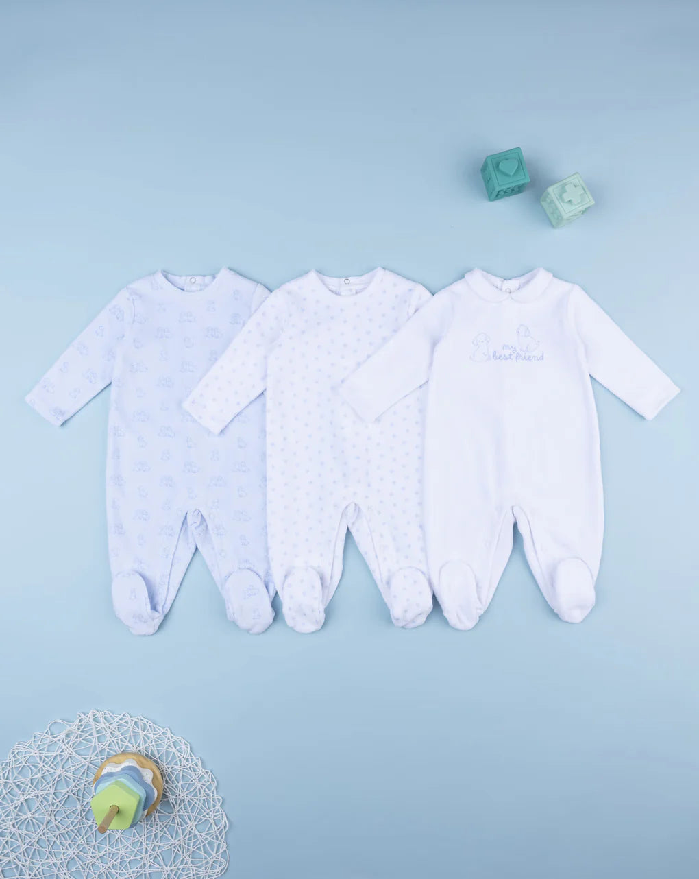 Prenatal Pack of 3 chenille baby onesies - layette Sleepsuits & Pyjama, clothing, AW25 P2