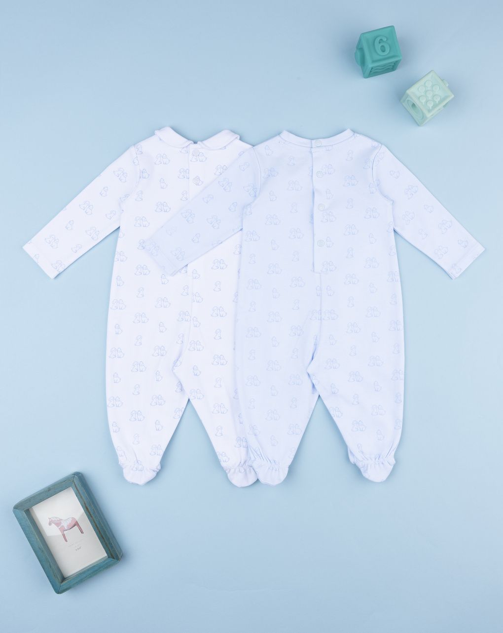 Prenatal Pack of 2 Boy White/Blue Allover Sleepsuit