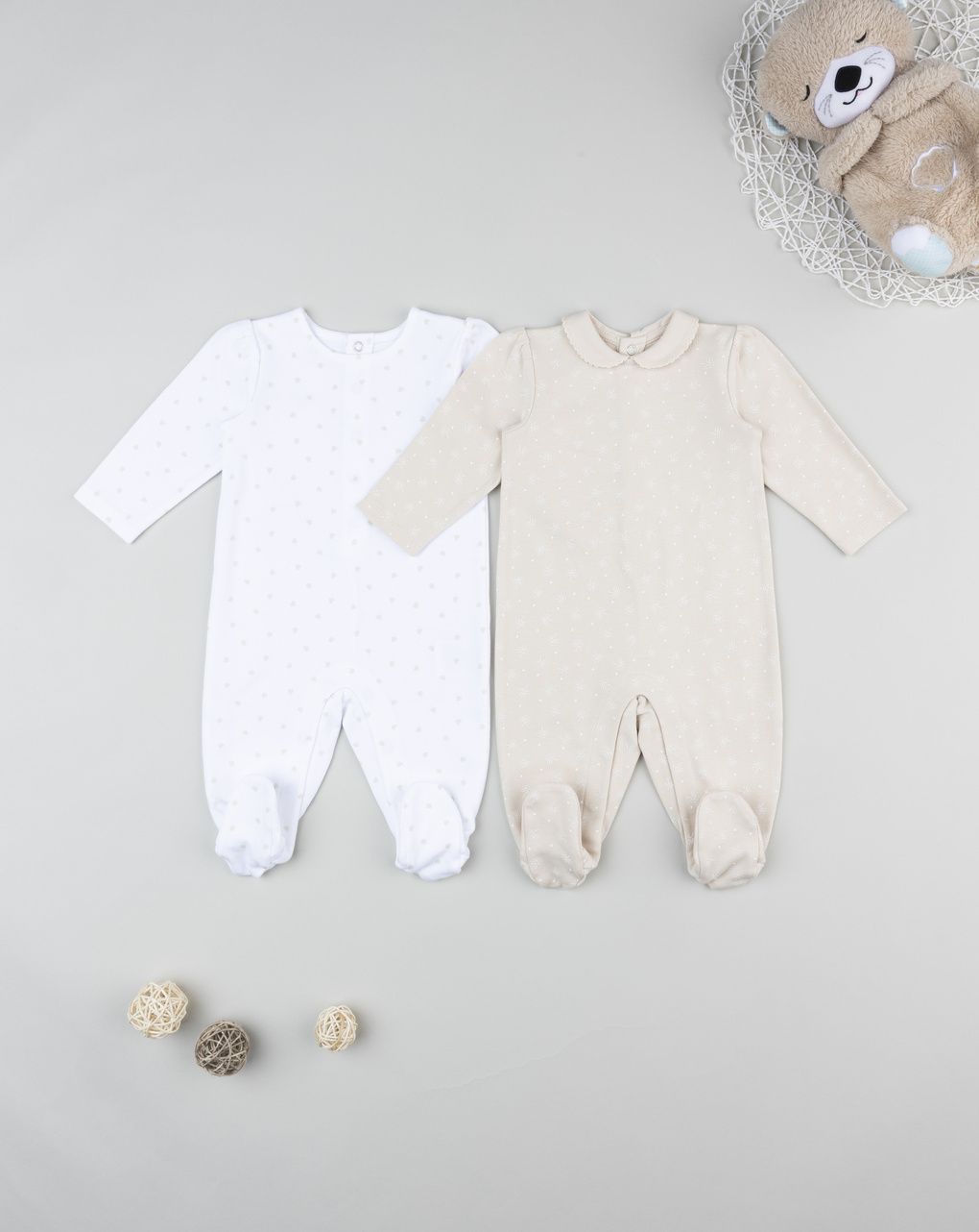 Prenatal Pack of 2 Newborn Girl Allover Interlock Sleepsuit