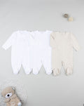 Prenatal Pack of 3 Newborn Girl White/Beige Interlock Sleepsuit