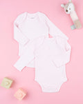 Prenatal Baby girl's long-sleeved bodysuit with pink flowers Bodysuits & Overall, clothing, AW25 P2