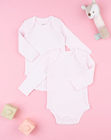 Prenatal Baby girl's long-sleeved bodysuit with pink flowers Bodysuits & Overall, clothing, AW25 P2