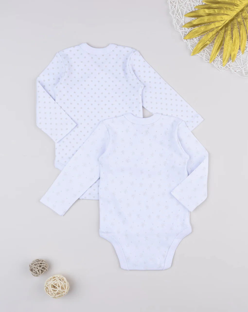 Prenatal Pack of 2 long-sleeved white bodysuits for girls Bodysuits & Overall, clothing, AW25 P2