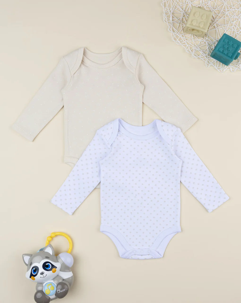 Prenatal Pack of two white/beige baby girl bodysuits Bodysuits & Overall, clothing, AW25 P2