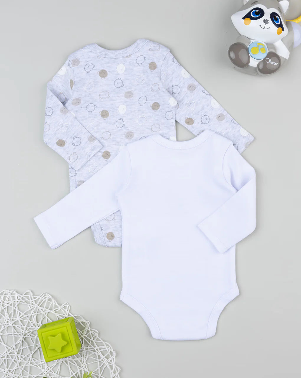 Prenatal Pack of 2 long-sleeved bodysuits for children, white/grey Bodysuits & Overall, clothing, AW25 P2