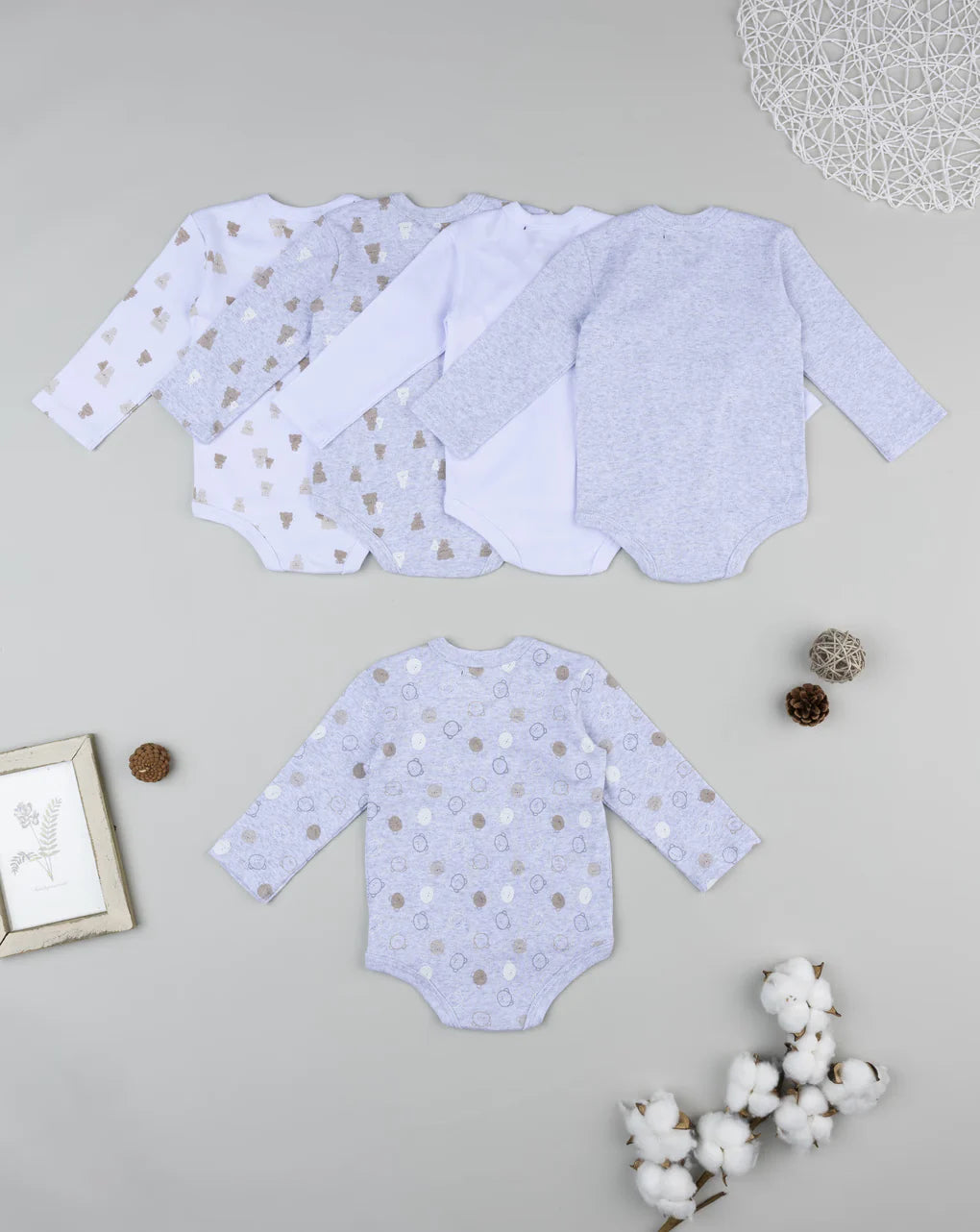 Prenatal Pack of 5 long-sleeved teddy bear baby bodysuits Bodysuits & Overall, clothing, AW25 P2