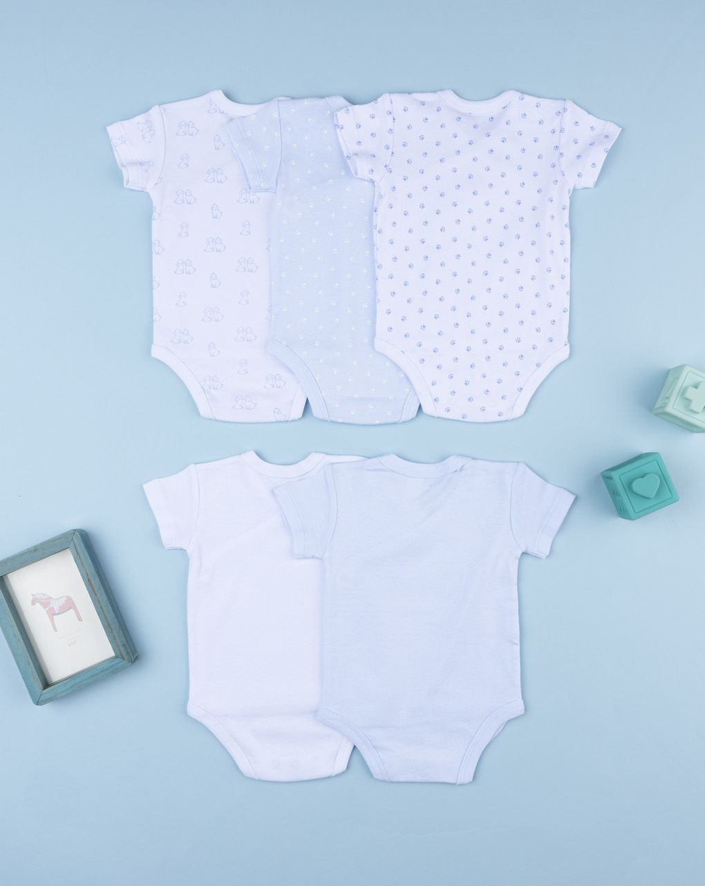 Prenatal Pack of 5 Newborn Boy Puppy Bodysuit