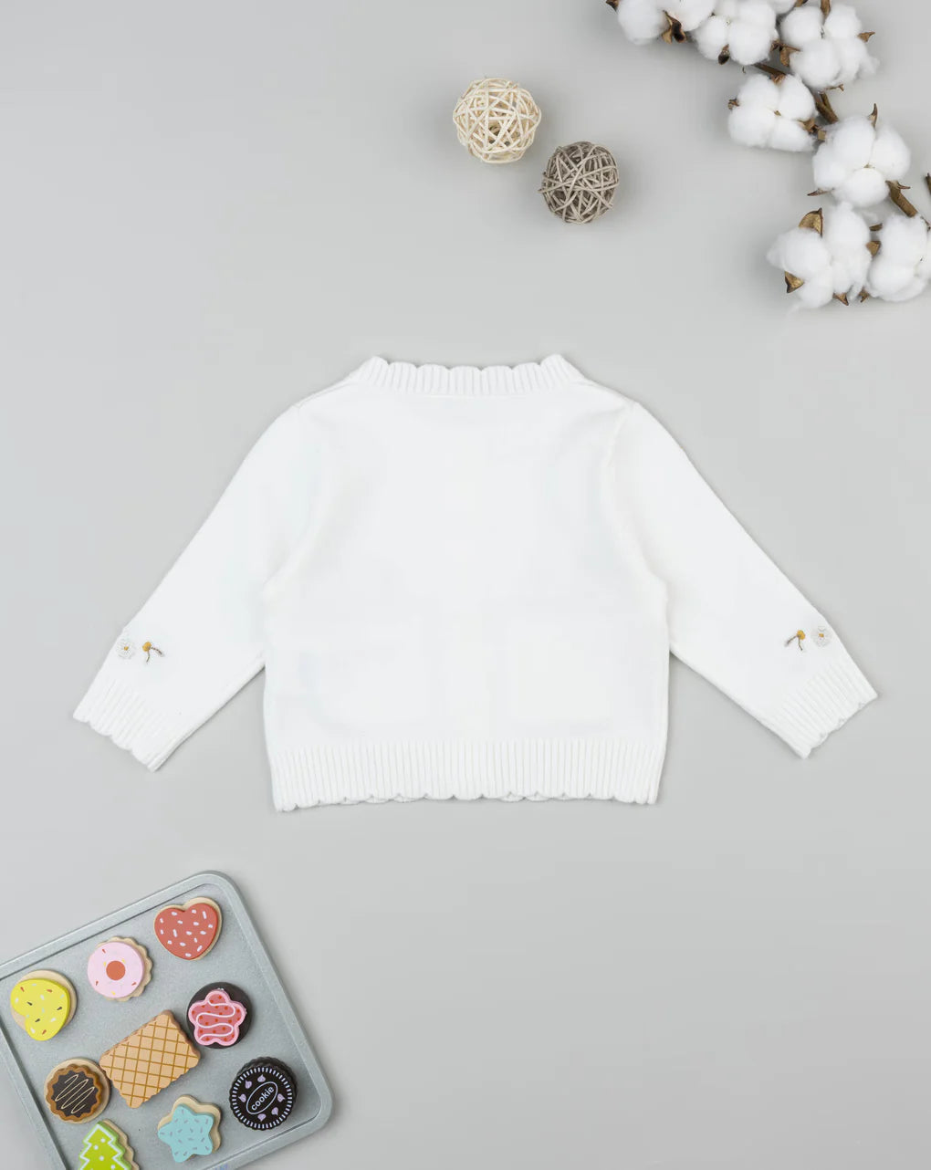 Prenatal Girls' knitted cardigan with embroidered flowers Tops & Shirts, clothing, AW25 P2