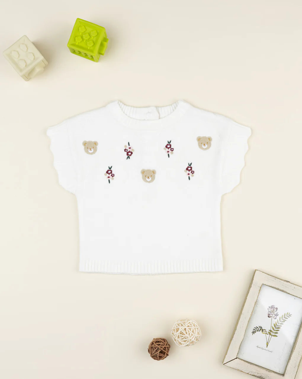 Prenatal White embroidered vest for girls Tops & Shirts, clothing, AW25 P2