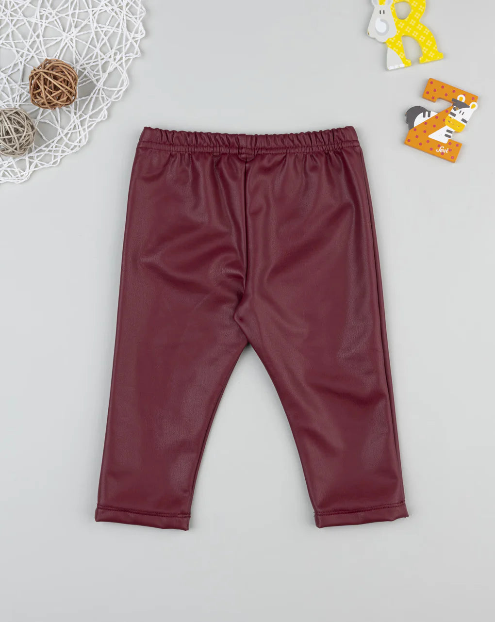 Prenatal Burgundy faux leather leggings for girls Trousers & Shorts, clothing, AW25 P2