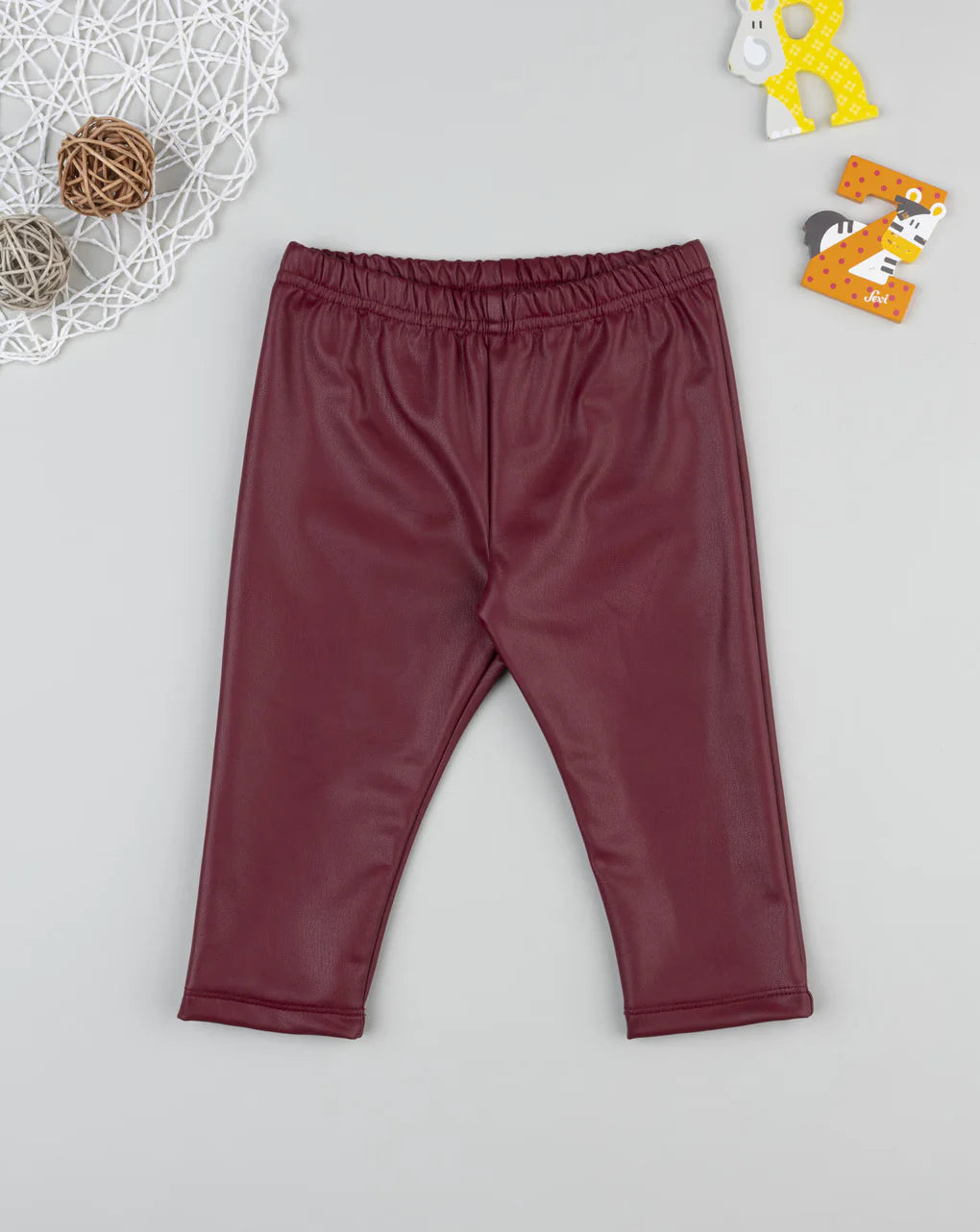 Prenatal Burgundy faux leather leggings for girls Trousers & Shorts, clothing, AW25 P2