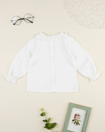 Prenatal White shirt with frill for girls Tops & Shirts, clothing, AW25 P2