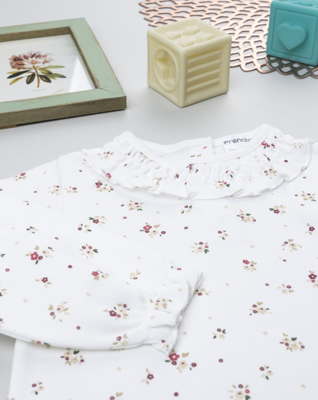 White Baby Bodysuit With Little Flowers