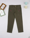 Prenatal Green girls' trousers with embroidery Trousers & Shorts, clothing, AW25 P2