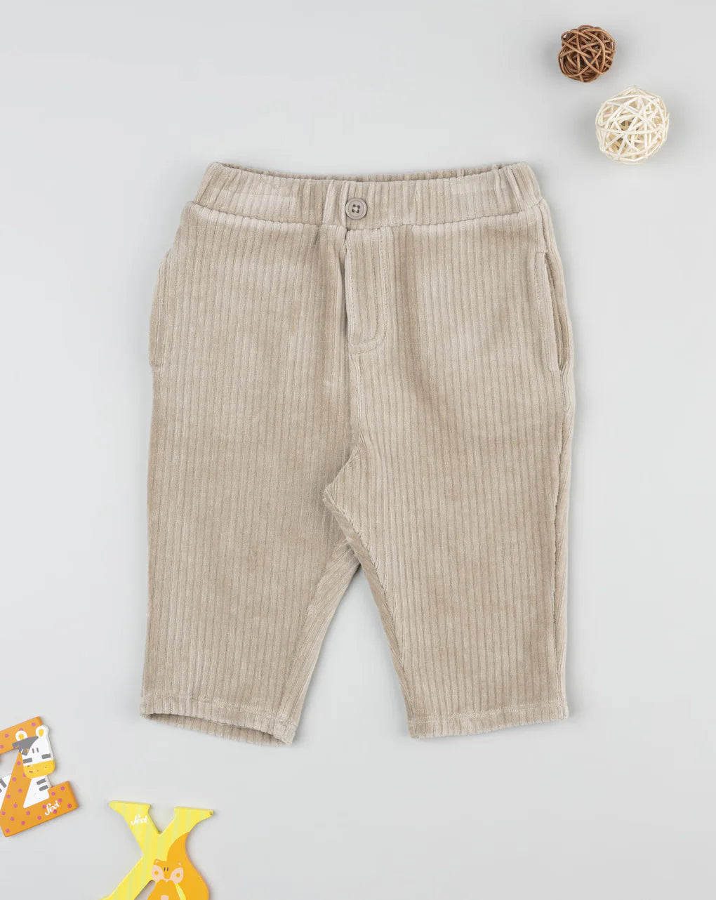 Prenatal Beige velour trousers for children Trousers & Shorts, clothing, AW25 P2