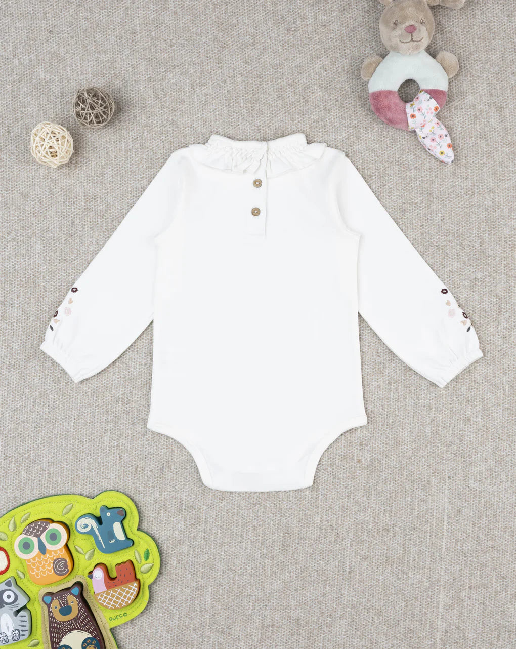 Prenatal White baby bodysuit with teddy bears Bodysuits & Overalls, clothing, AW25 P2