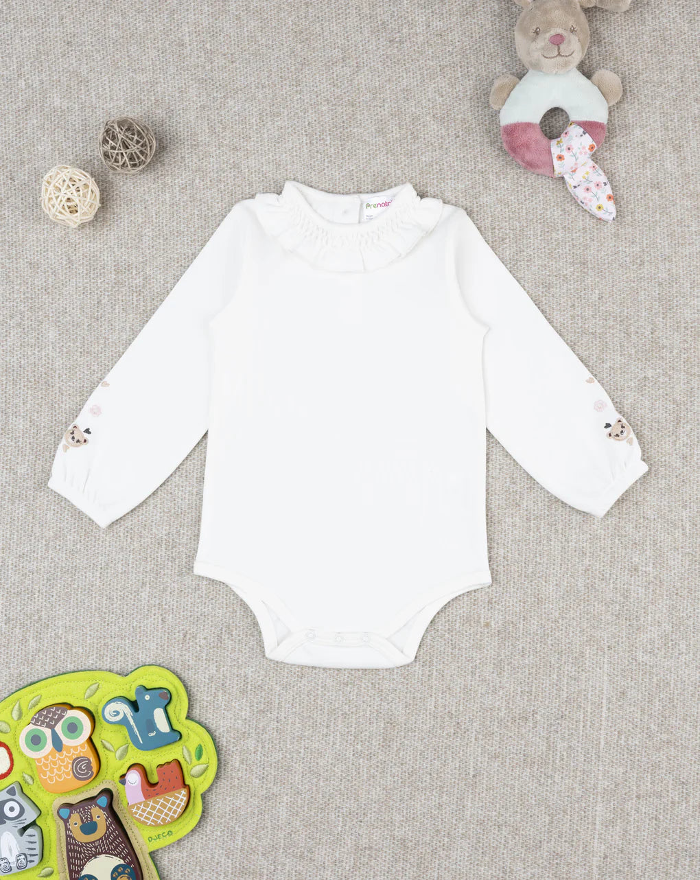 Prenatal White baby bodysuit with teddy bears Bodysuits & Overalls, clothing, AW25 P2