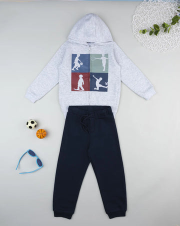Prenatal Grey/blue children's fleece jogging set Outerwear, clothing, AW25 P2
