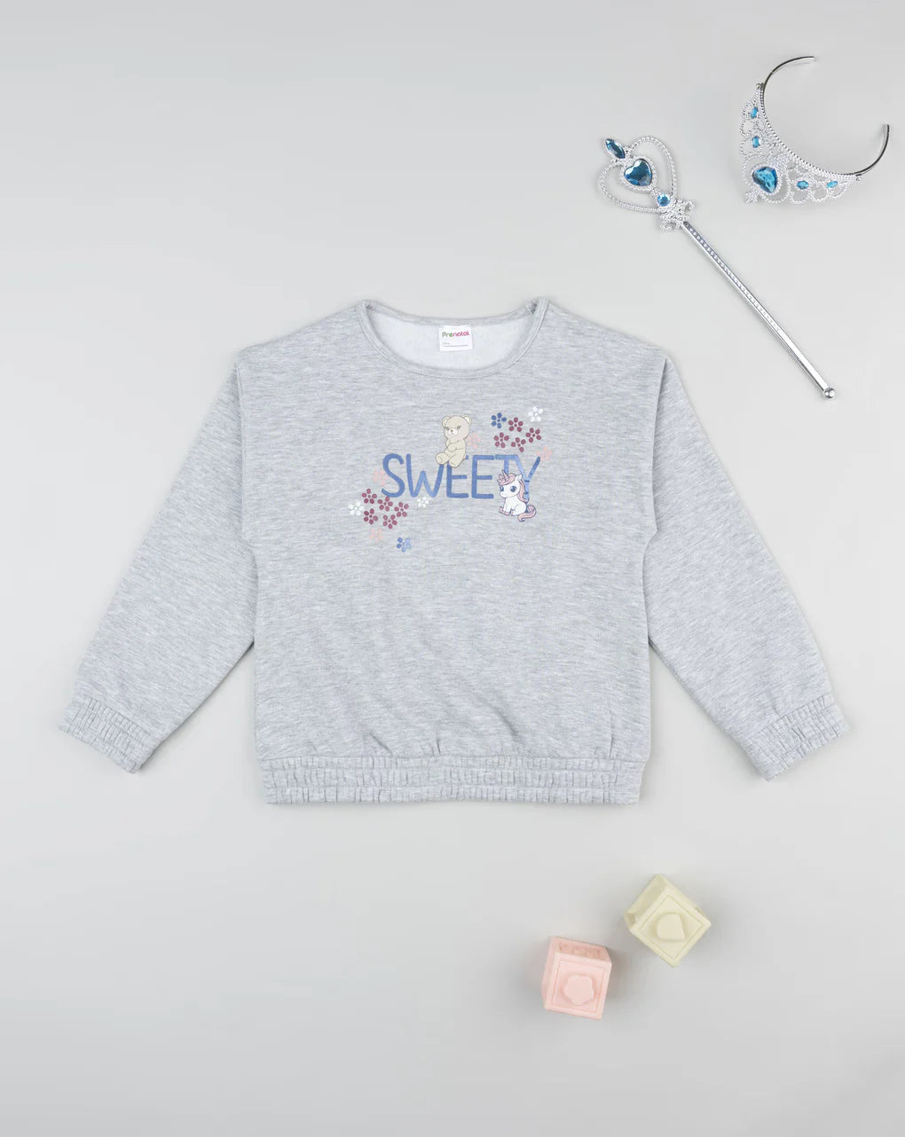 Prenatal Girls' grey printed crewneck sweatshirt Tops & Shirts, clothing, AW25 P2