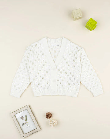 Prenatal White openwork cardigan for girls Tops & Shirts, clothing, AW25 P2