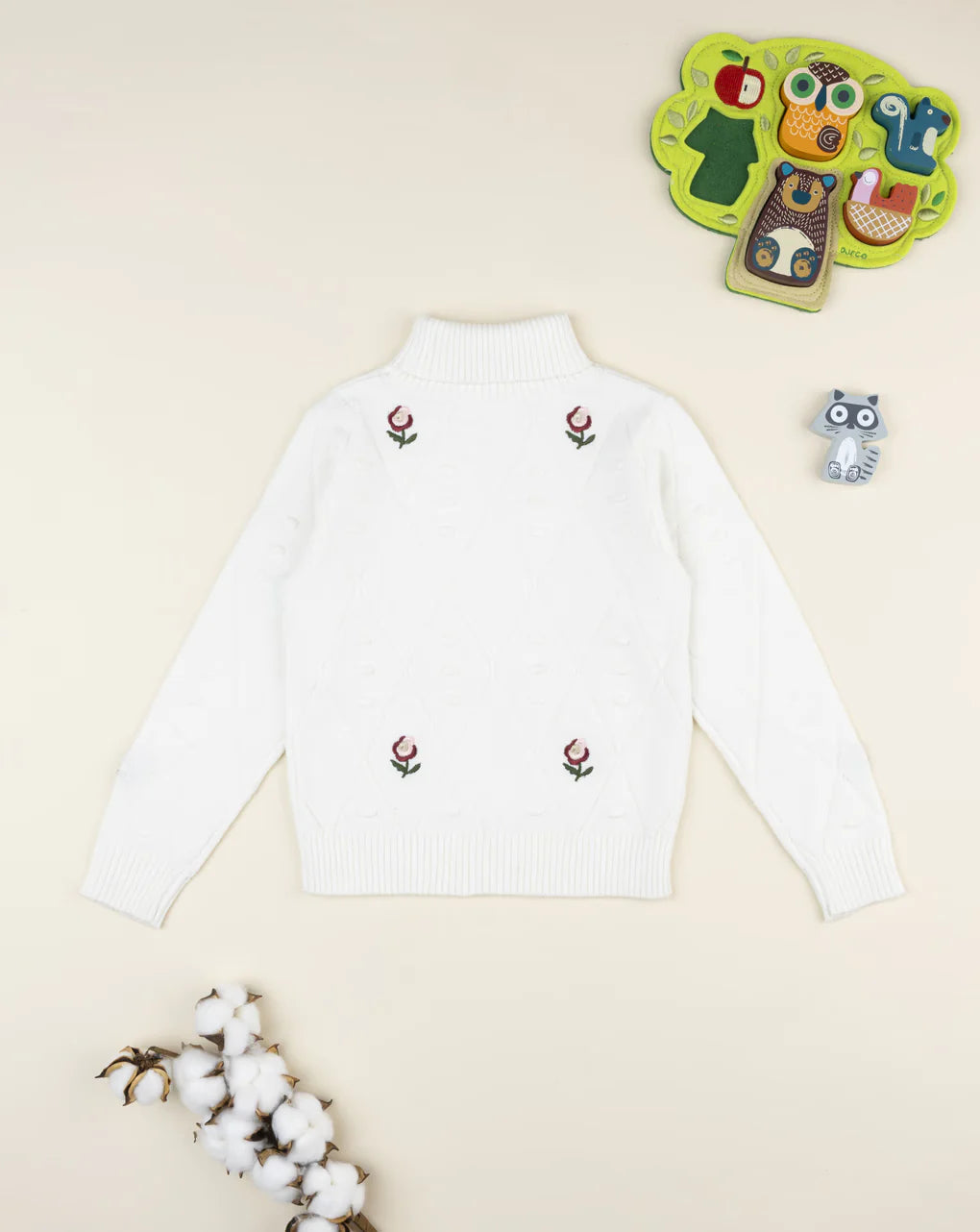 Prenatal White embroidered turtleneck for girls Tops & Shirts, clothing, AW25 P2