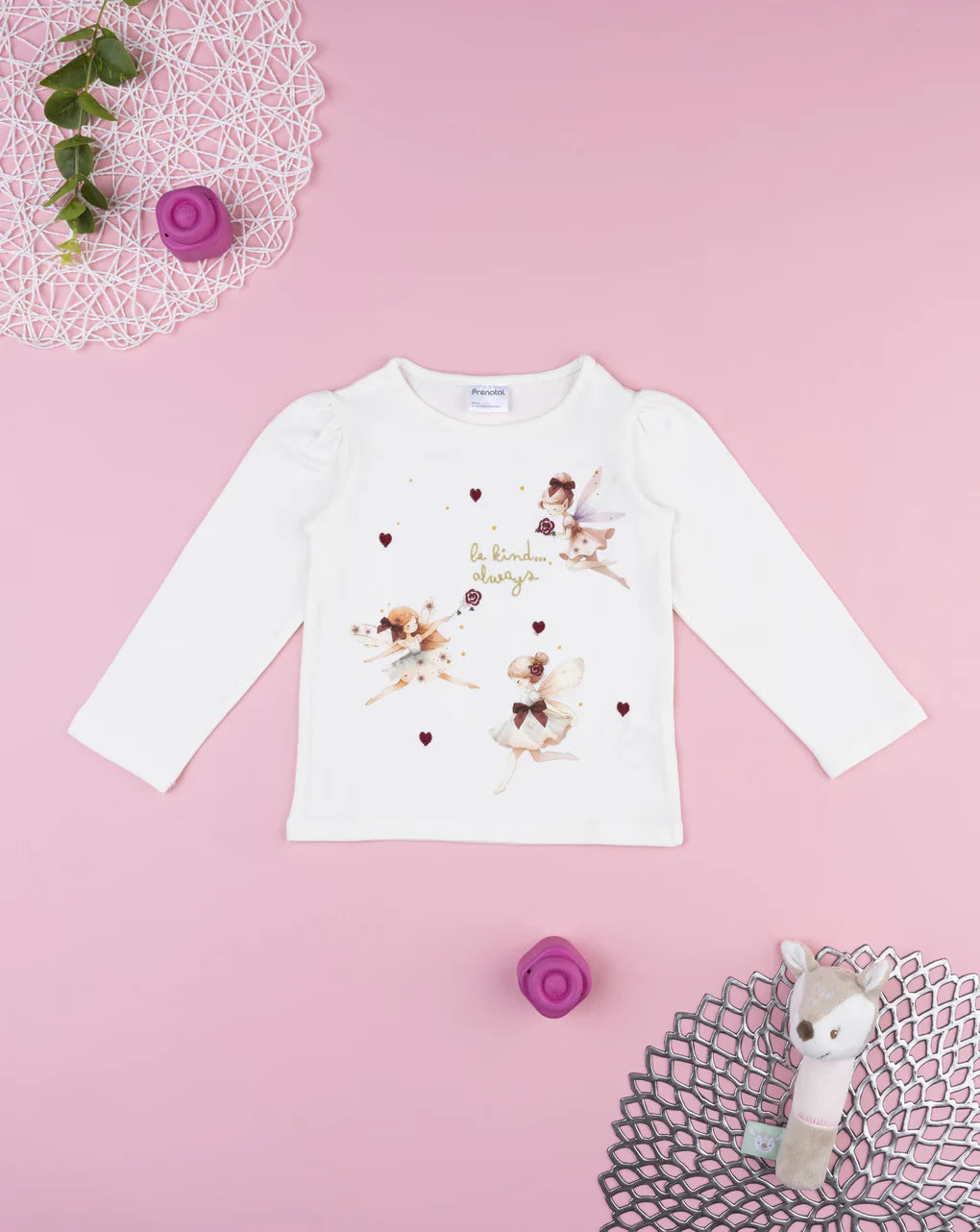 Prenatal White T-shirt with fairies for girls Tops & Shirts, clothing, AW25 P2