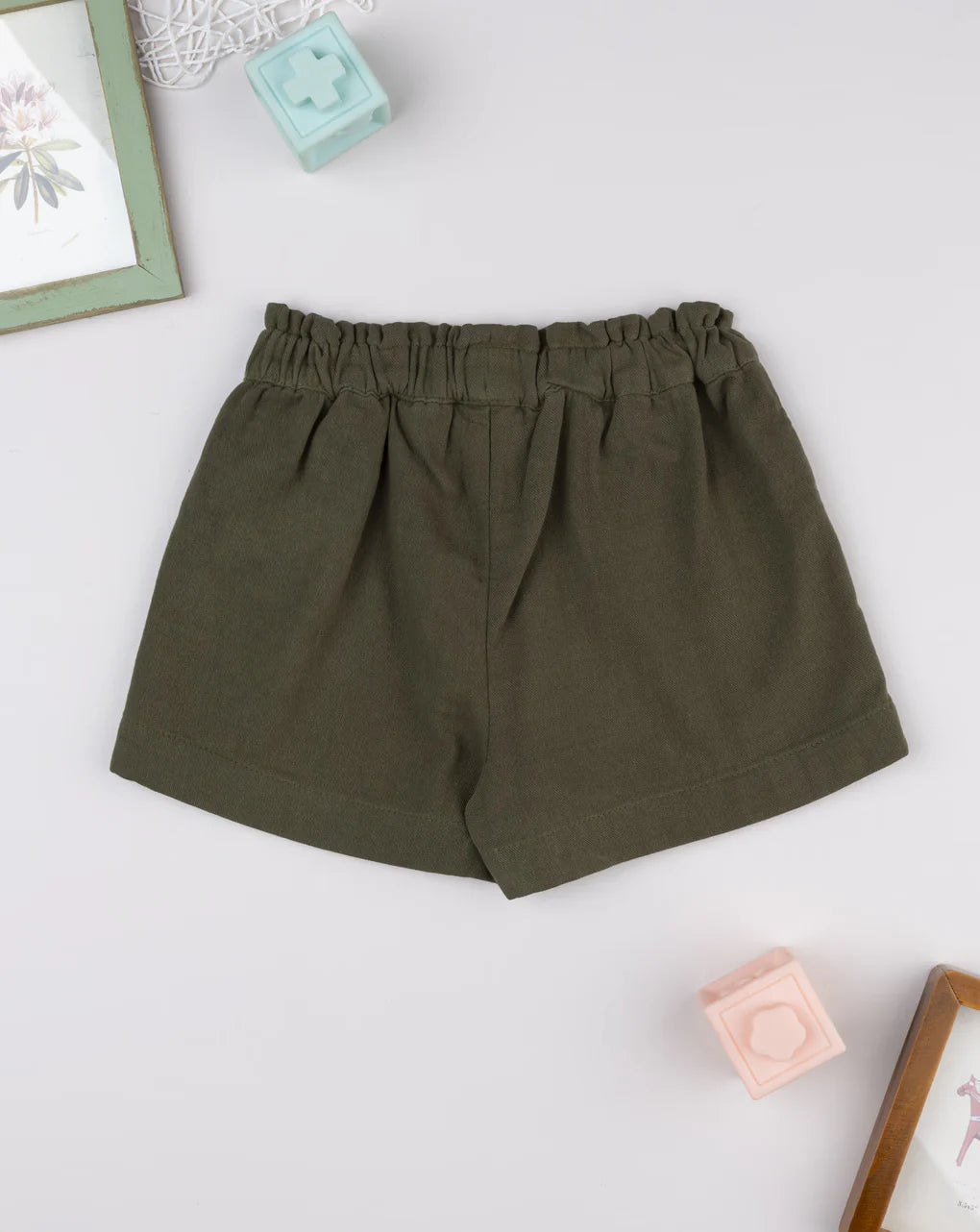 Prenatal Green shorts for girls with embroidery Trousers & Shorts, clothing, AW25 P2