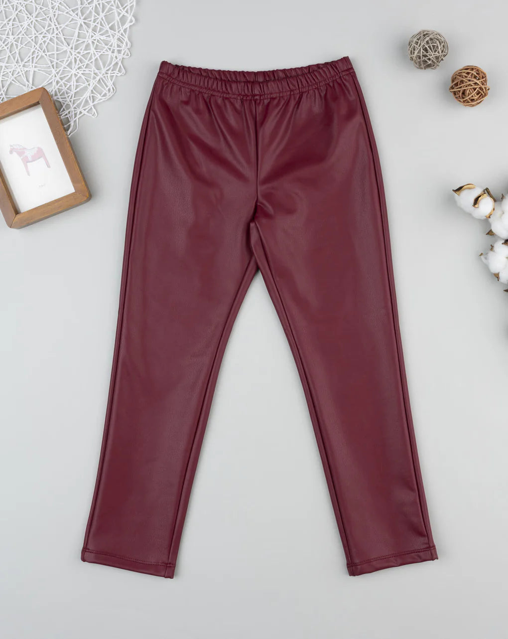 Prenatal Burgundy faux leather leggings for girls Trousers & Shorts, clothing, AW25 P2