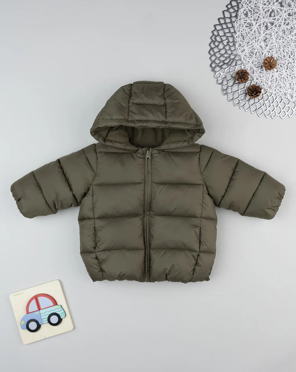 Prenatal Green children's down jacket with internal fleece Jackets & Coats, clothing, AW25 P2