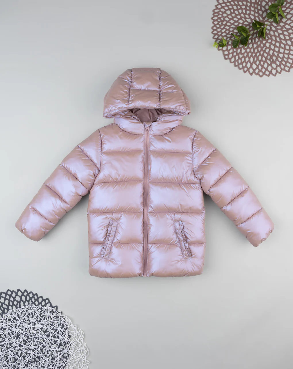 Prenatal Metallic pink down jacket for girls Jackets & Coats, clothing, AW25 P2
