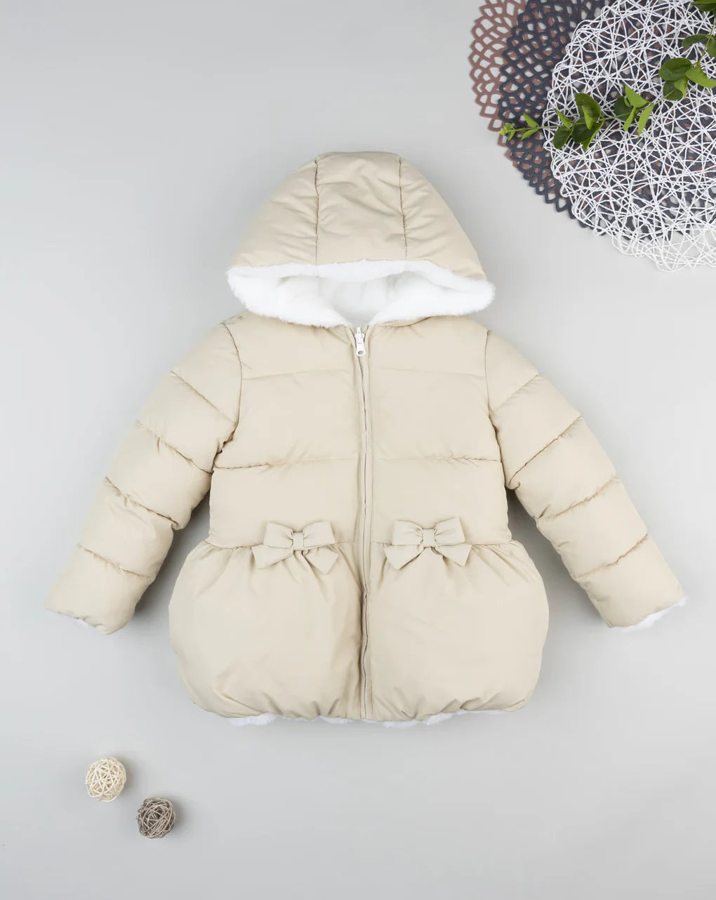 Prenatal Beige baby jacket with bows Jackets & Coats, clothing, AW25 P2
