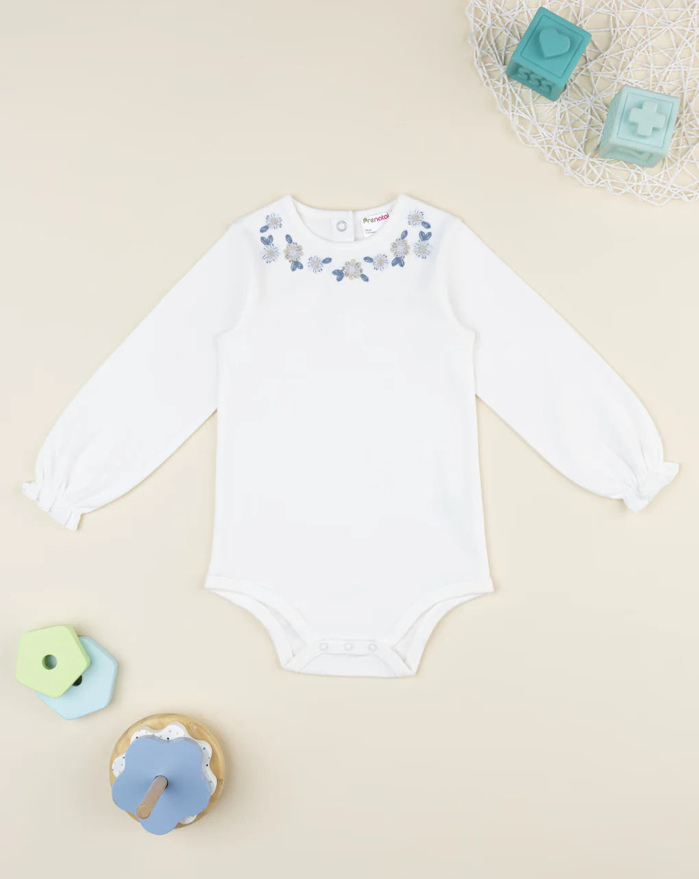 Prenatal White embroidered baby bodysuit Bodysuits & Overalls, clothing, AW25 P2
