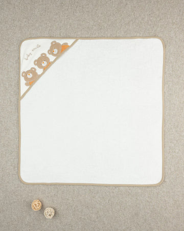 Prenatal Unisex white terry square with teddy bears Bibs & Muslins, clothing, AW25 P2