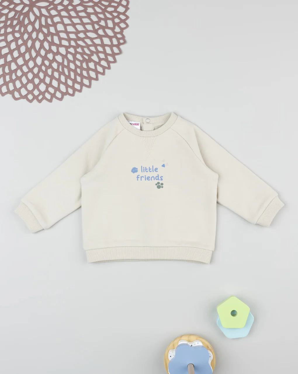 Prenatal Cream "Little Friends" baby sweatshirt Tops & Shirts, clothing, AW25 P2