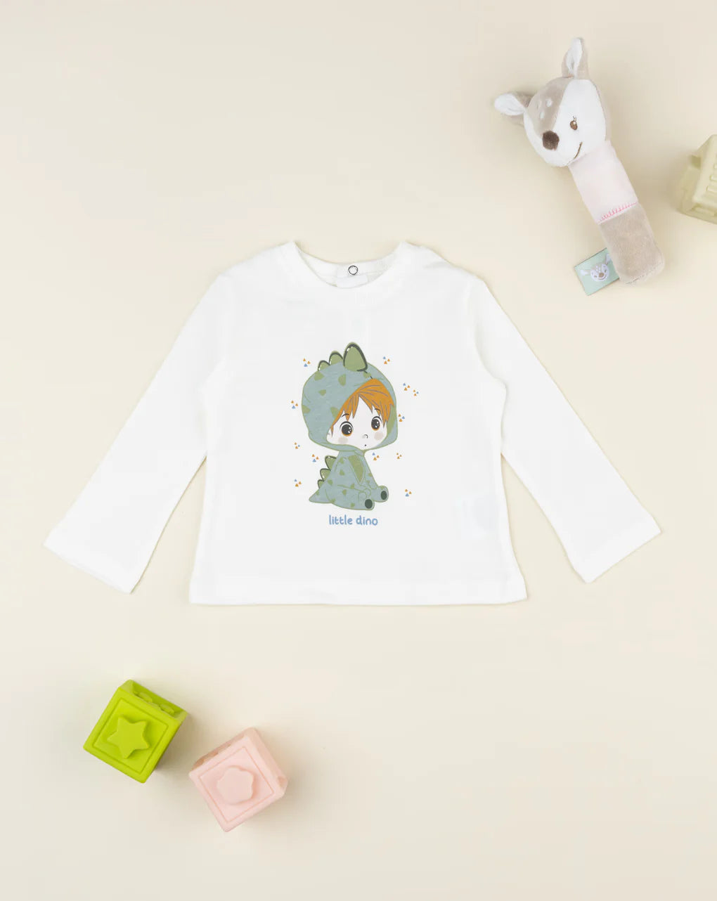 Prenatal Cream T-shirt with dragon print for kids Tops & Shirts, clothing, AW25 P2