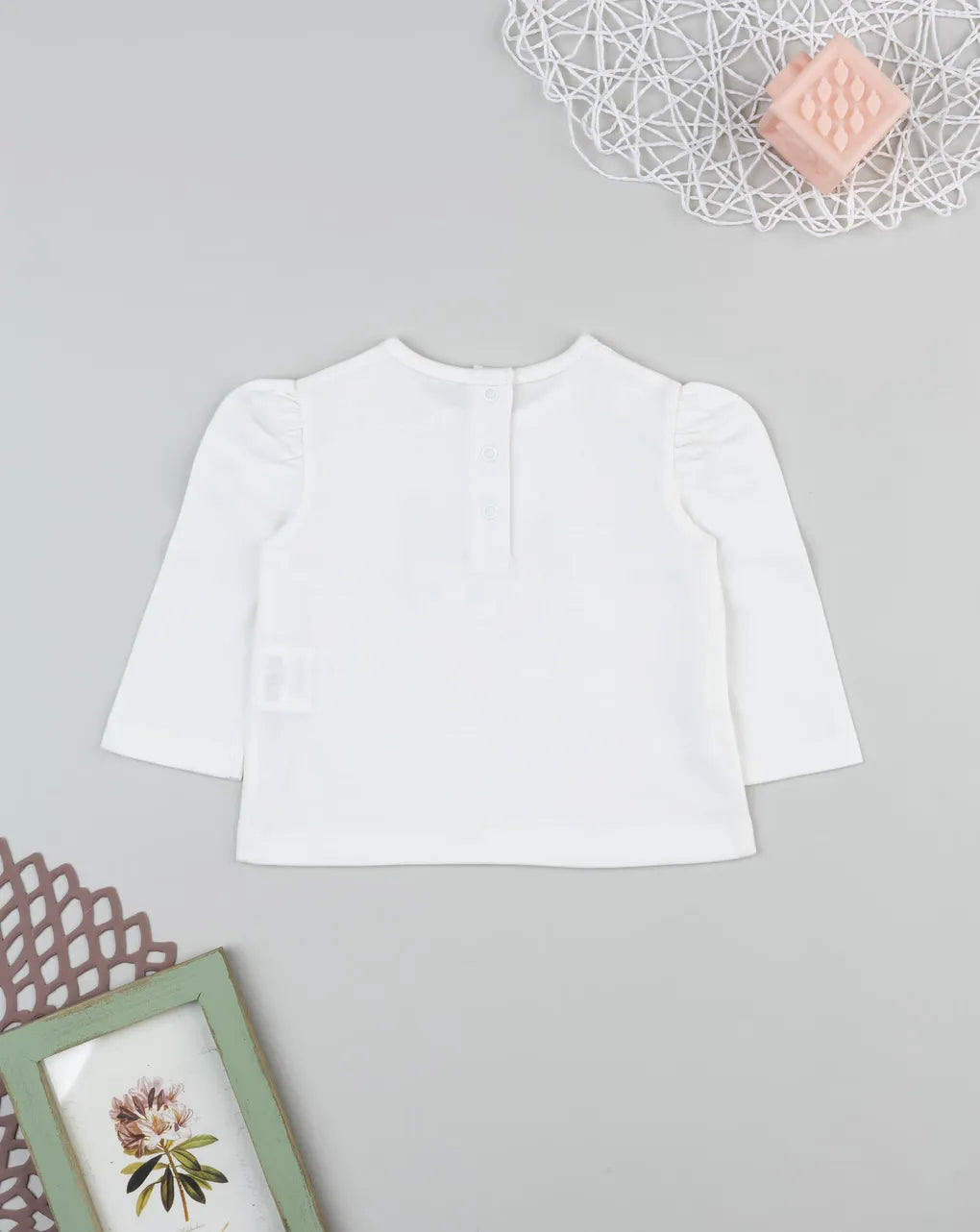 Prenatal White printed long-sleeved T-shirt for girls