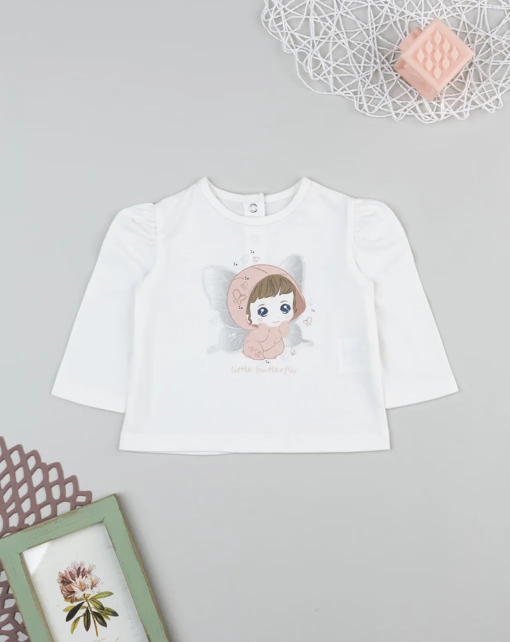 Prenatal White printed long-sleeved T-shirt for girls