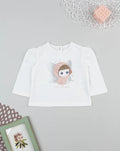 Prenatal White printed long-sleeved T-shirt for girls