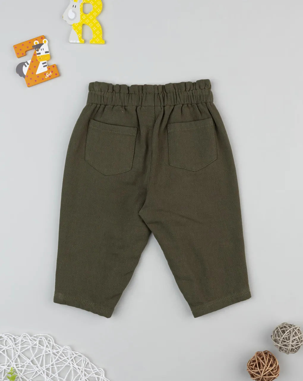 Prenatal Embroidered green trousers for girls