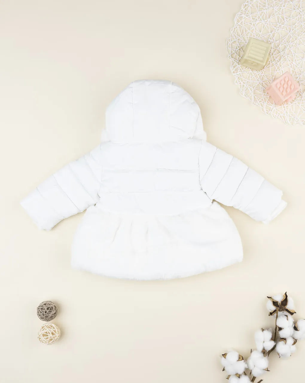 Prenatal White down jacket for girls with fur insert