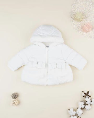 Prenatal White down jacket for girls with fur insert