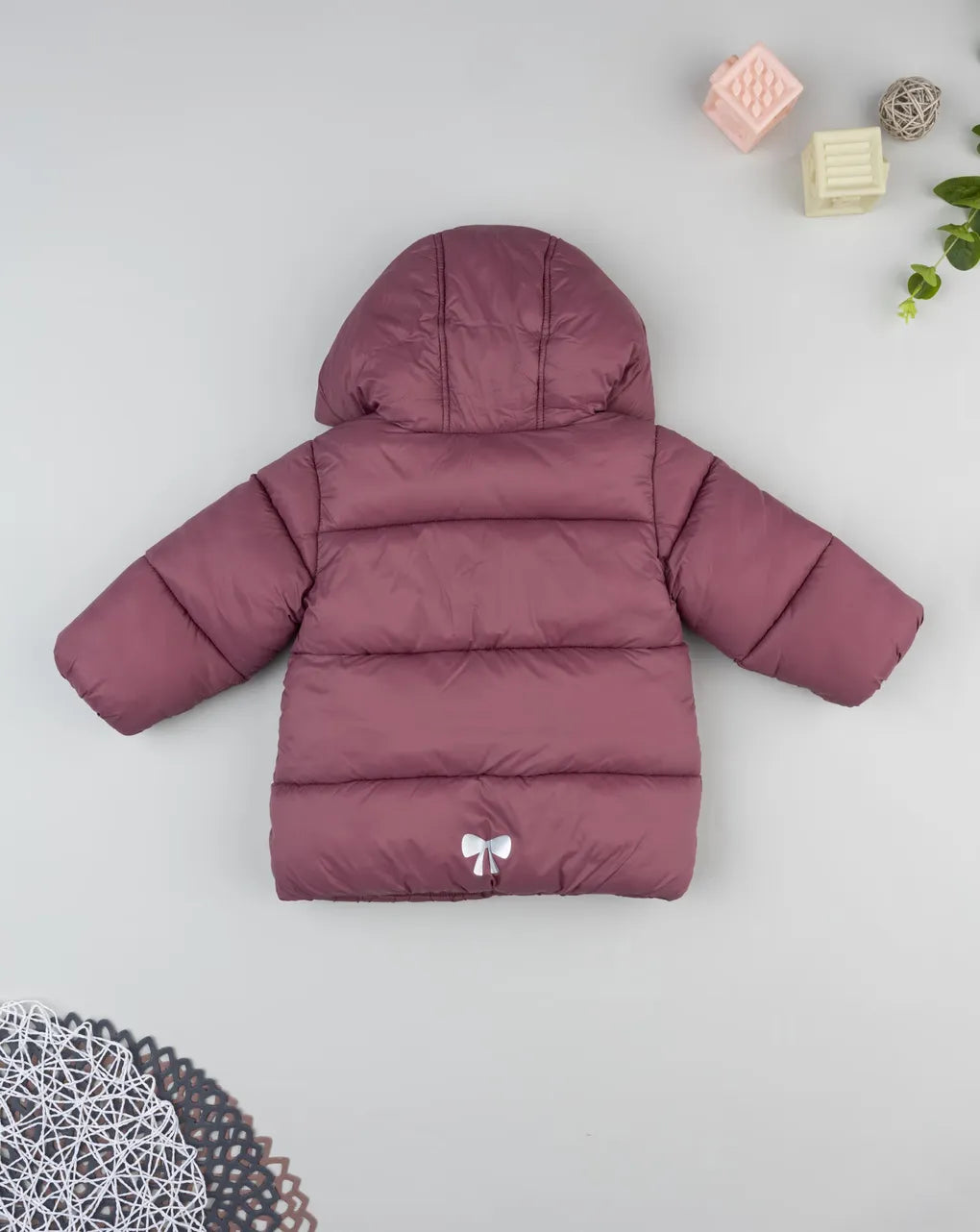 Prenatal Dark pink down jacket with bows for girls