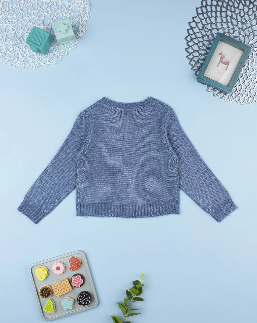 Prenatal Girls' blue denim sweater with embroidery