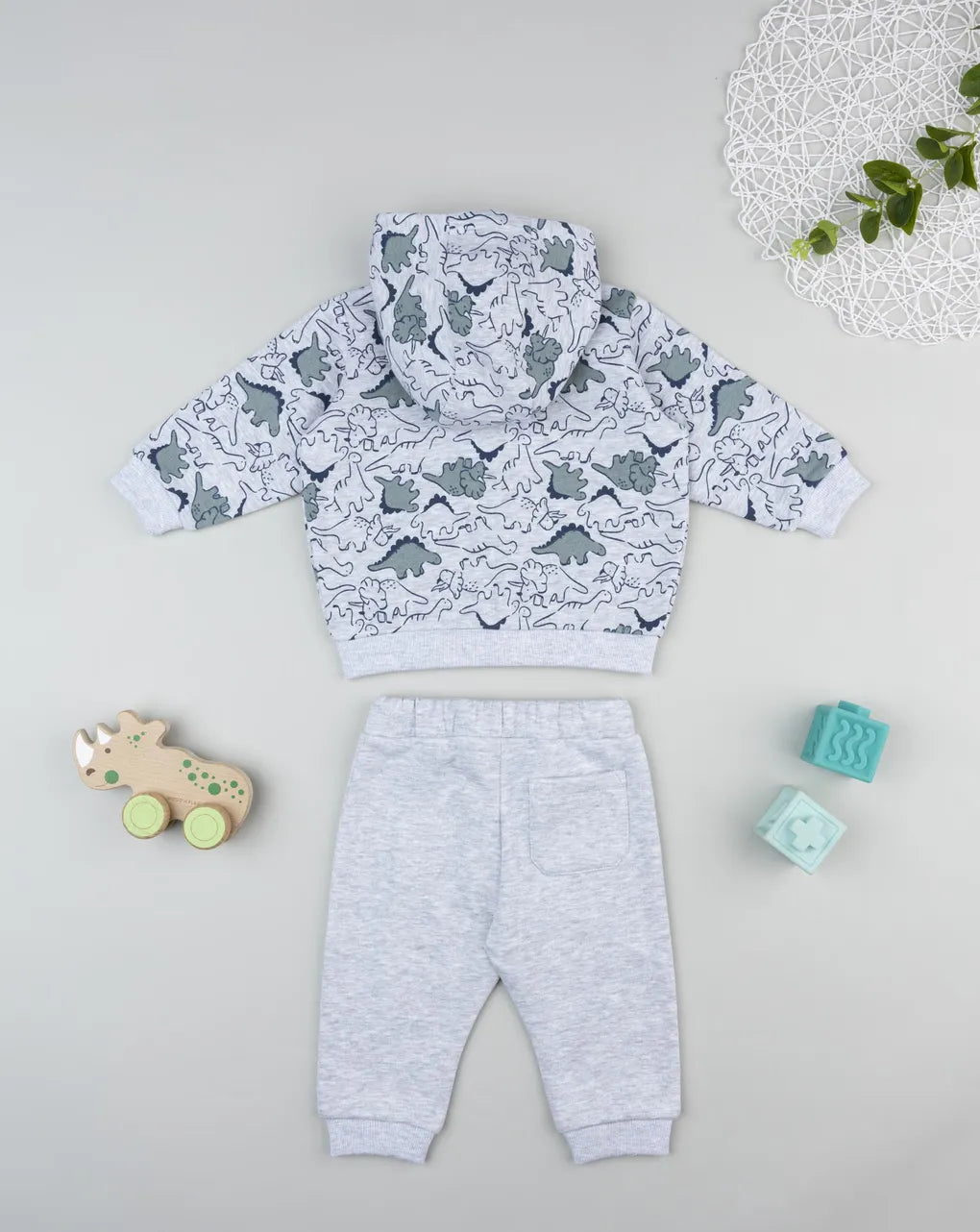 Prenatal Gray Dino Jogging Set for Kids