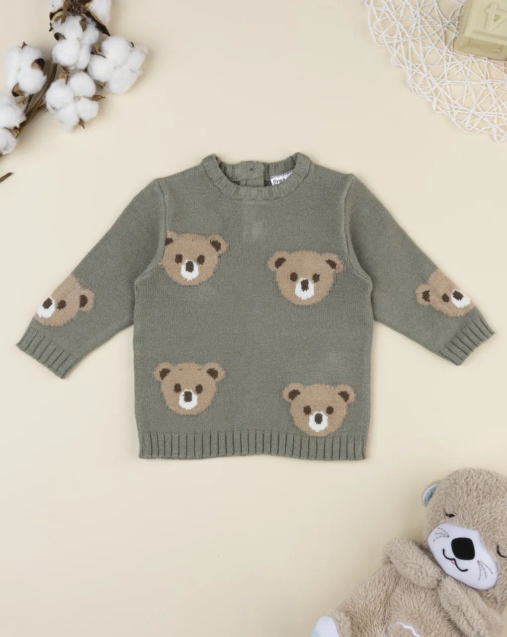 Prenatal Baby green bear tricot sweater