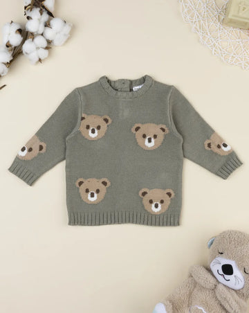 Prenatal Baby green bear tricot sweater